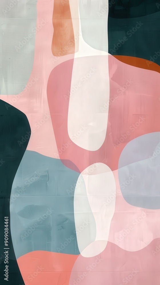Poster soft pastel colors blend into abstract shapes, creating a harmonious visual experience perfect for c
