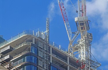 Hi rise construction site with a crane