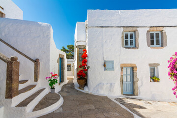 Chora Village old street view in Patmos Island