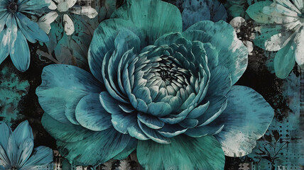 Fototapeta premium tricolor inspirational floral pattern, grunge texture for decoration or background,