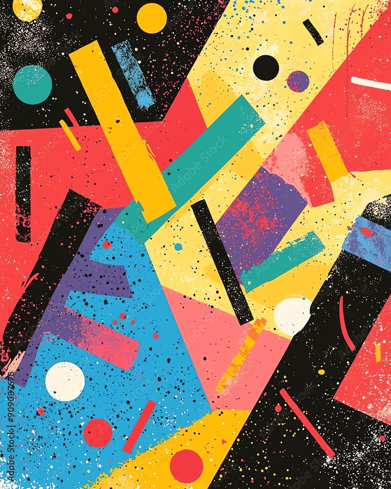 Poster design a dynamic birthday-themed illustration using contrasting colors and textures for a modern and