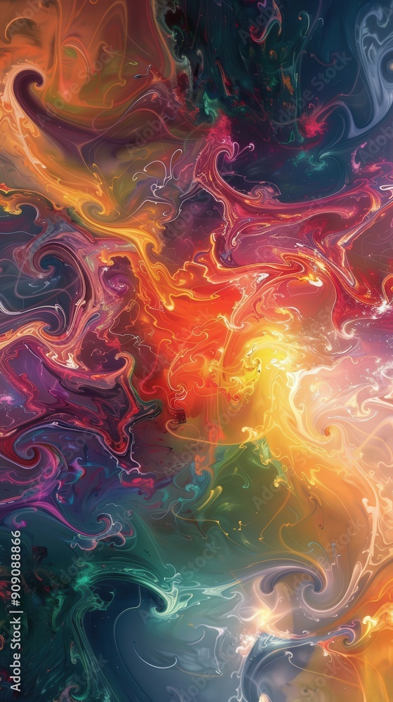 Aufkleber an abstract display of swirling colors blends vibrant hues into fluid shapes, creating a captivating