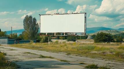 Obraz premium Blank White Billboard on Rural Landscape Background