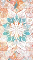 Delicate mandala features intricate floral patterns in soothing pastel colors, inviting calmness and reflection