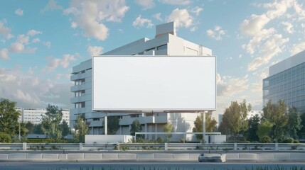 Obraz premium Blank White Billboard with LED Display Panel near Sports Arena