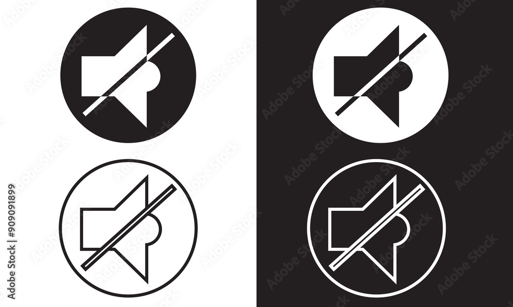 Poster audio speaker volume down icon. low volume line button. isolated on white and black background. eps 