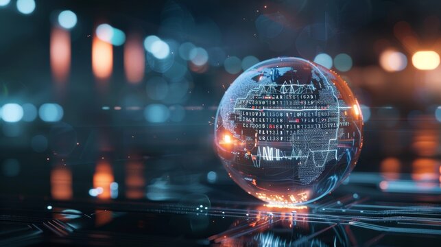 Ai technology banner  round ball with ai text symbolizes data science and innovation in cyber realms