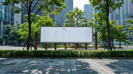 Obraz premium Blank White Billboard Display in Public Square for Advertisements and Messages