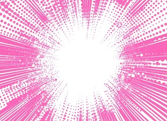 Pink white background, in the style of vector, halftone style, comic book explosion effect,