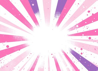 White background with pink and purple rays in the style of cartoon, anime,