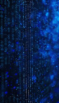 Abstract digital background  binary code and ai algorithms running in deep blue realistic photo