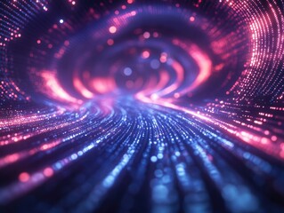 Illuminating the Future: Vibrant Digital Light Beams in a Technological Display