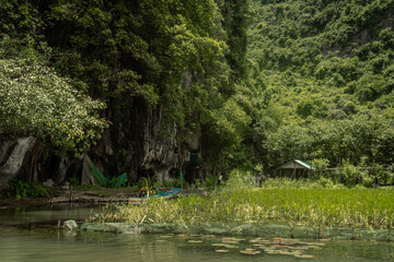 river landscape of Tam Coc-Bich Dong  in Ninh Binh Province in Vietnam