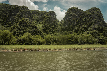 river landscape of Tam Coc-Bich Dong  in Ninh Binh Province in Vietnam