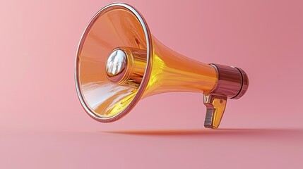 A clear megaphone symbol against a neutral background, representing communication and outreach