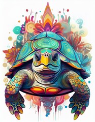 Psychadelic theme Turtle. Spirit Animal totem guide illustration