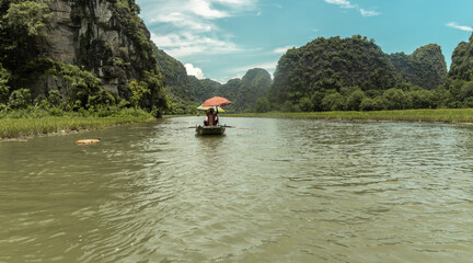 river landscape of Tam Coc-Bich Dong  in Ninh Binh Province in Vietnam