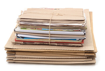 A pile of cardboard tied with a thread.