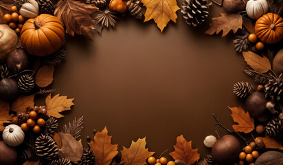 Fototapeta premium Brown minimalistic fall background with copy space