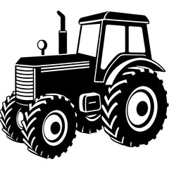 Tractor silhouette icon vector illustration,with black old tractor on white background