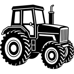 Tractor silhouette icon vector illustration,with black old tractor on white background