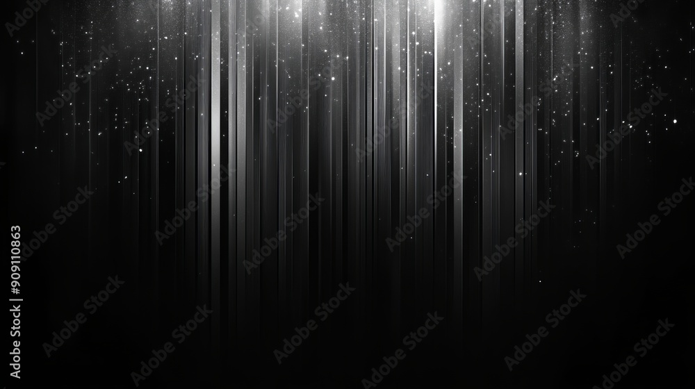 Poster abstract vertical lines with sparkling particles on dark background, futuristic concept