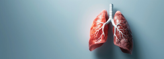 Human respiratory system - lungs model. Lung cancer and pulmonology concept.

