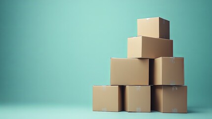 Fototapeta premium Organized Stack of Cardboard Boxes for Moving