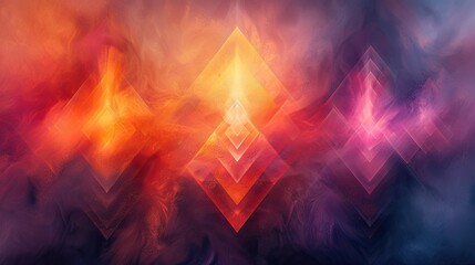 Symmetrical geometric abstract wallpaper with concentric circles and diamonds, soft gradient hues. 