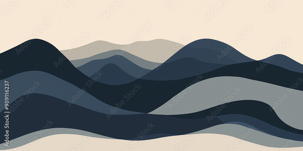 Poster abstract background forming a mountain range with curved lines