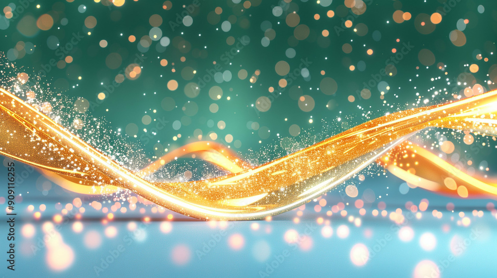 Poster abstract waves with sparkling background. artistic representation of colorful flowing lines. vibrant