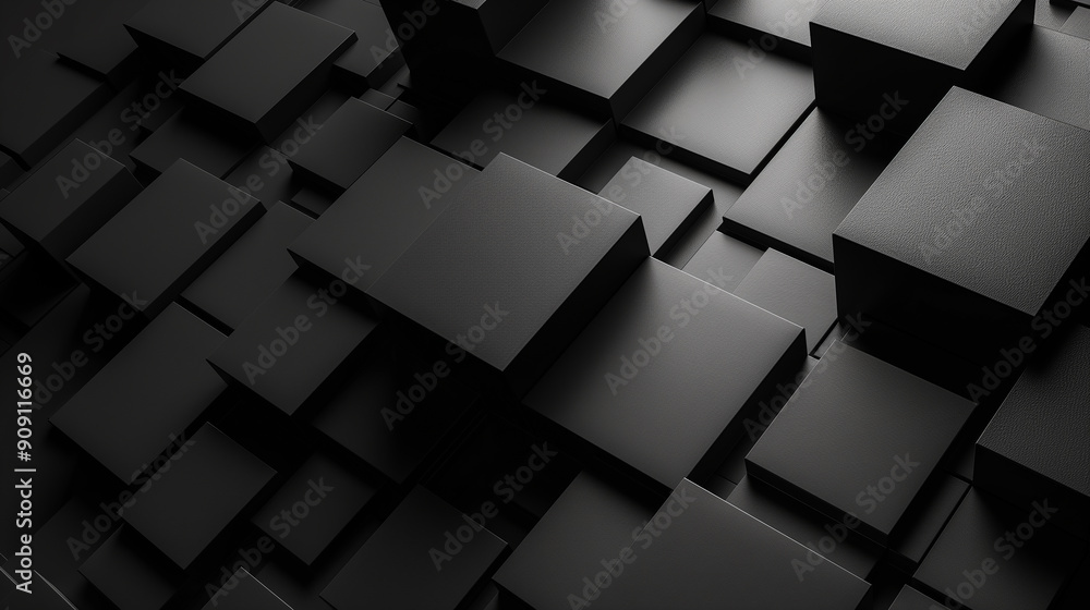 Aufkleber Abstract background with black cubes creating modern pattern