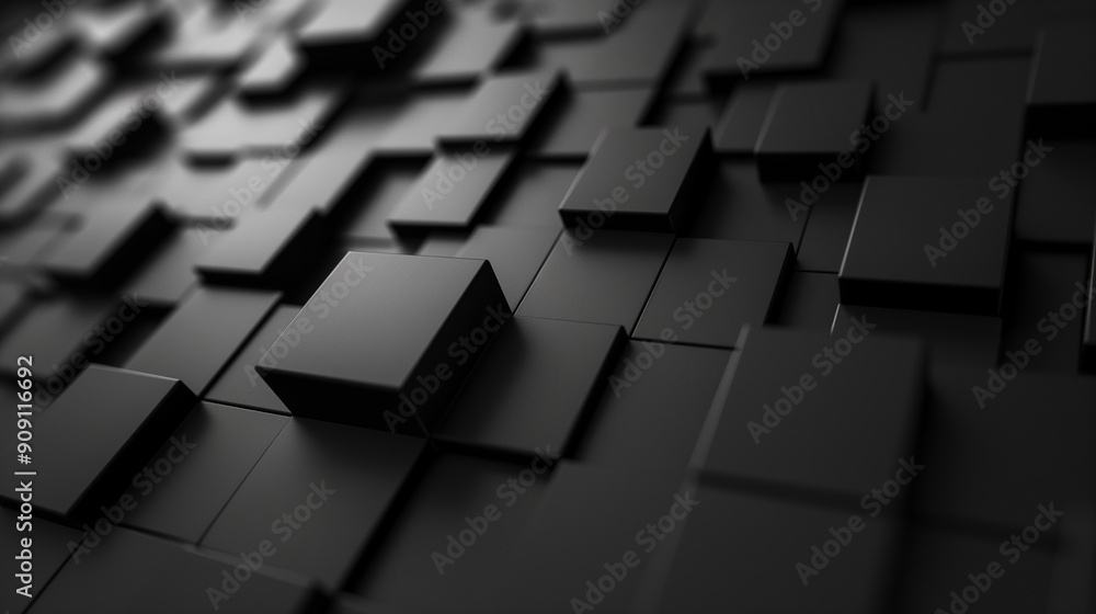 Aufkleber abstract black cubes background is moving up and down
