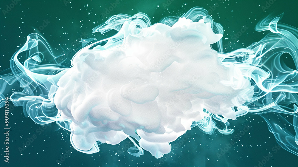 Poster cloud with smoke on a colorful background. ethereal and dreamy atmosphere with abstract forms showca