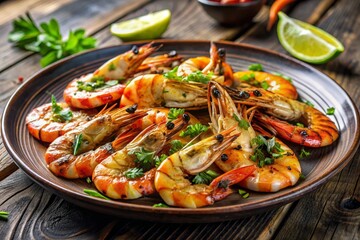 fried shrimp with lime and pepper