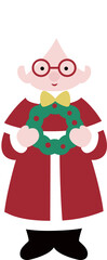 Cute Mrs Claus flat vector.
Isolated Christmas santa claus wife illustration.