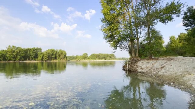 river ticino in the park italy, 4th august 2024