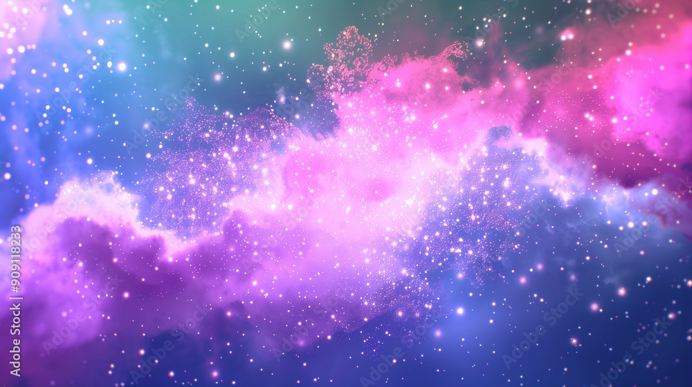 Aufkleber nebula in space with vibrant colors and starry background. stunning cosmic scene featuring luminous 