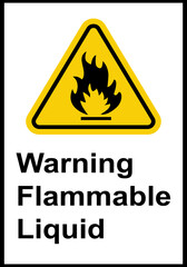 Obraz premium Fire sign. Flammable combustible materials. Fuel fire hazard. Do not smoke near diesel, petrol, gas. Warning of fire hazard and the need to observe safety measures. Flammable materials work area.