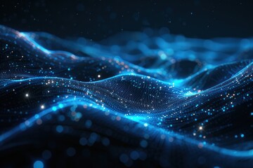 A blue wave with a lot of sparkles. The sparkles are scattered all over the wave, giving it a dreamy and ethereal appearance