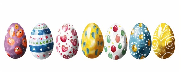 Colorful Hand-Painted Easter Eggs Displayed on a Light Background Celebrating Spring Festivities