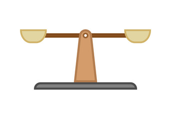 Balanza equilibrada de platillos dorados