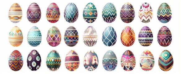 Colorfully Decorated Easter Eggs Displayed in an Artistic Arrangement for Spring Celebrations