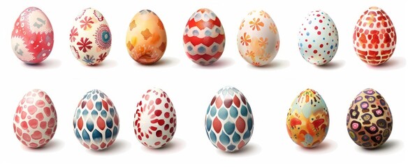 Colorfully Decorated Easter Eggs Arranged in a Beautiful Display for Spring Celebration