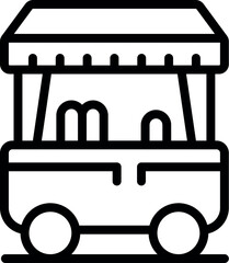 Line art icon of a food cart offering street food services on the go