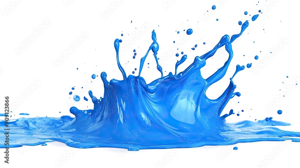 Poster dynamic blue splash isolated on a white background with clean edges