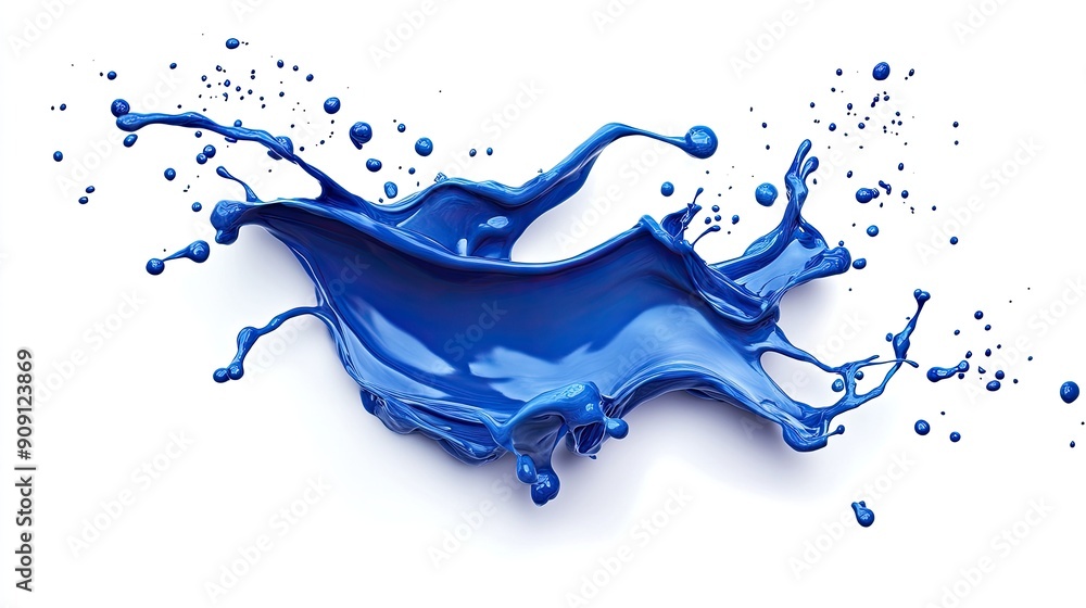 Poster dynamic blue splash isolated on a white background with clean edges
