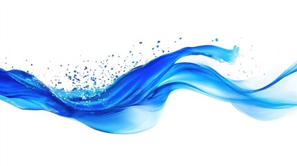 Energetic blue wave splash with clean edges on a white background