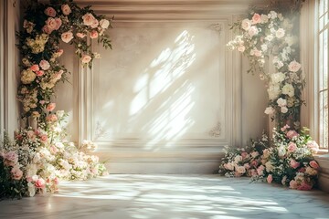 wedding background vintage castle wall generative AI