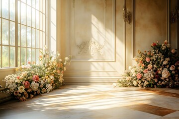 wedding background vintage castle wall generative AI